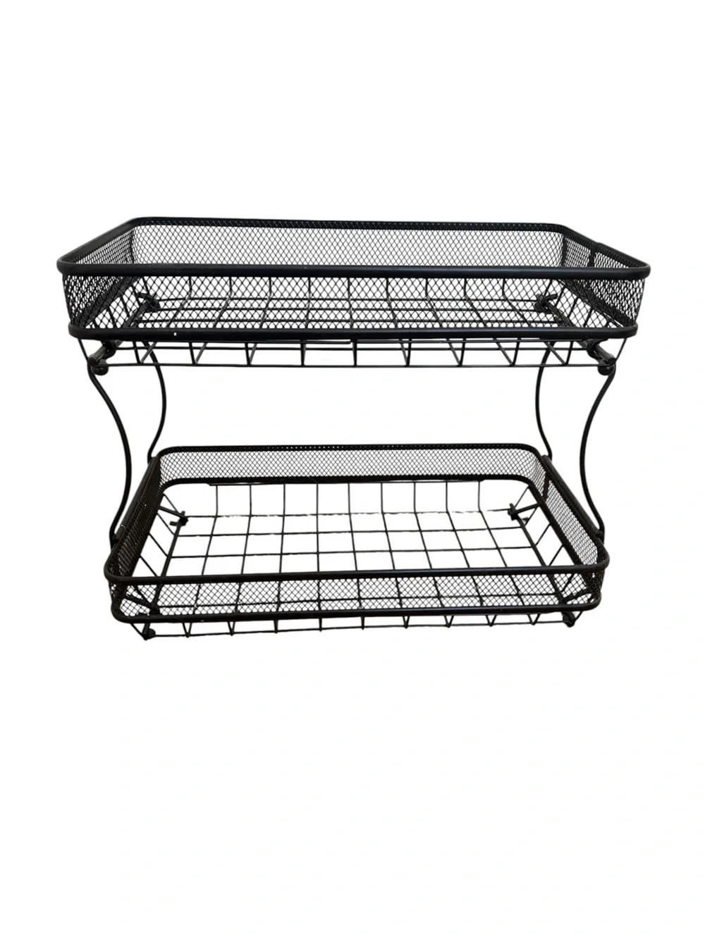 Two-Tier Black Metal Counter Organizer